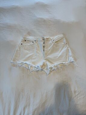 Agolde White Distressed Parker Vintage Cutoff Shorts